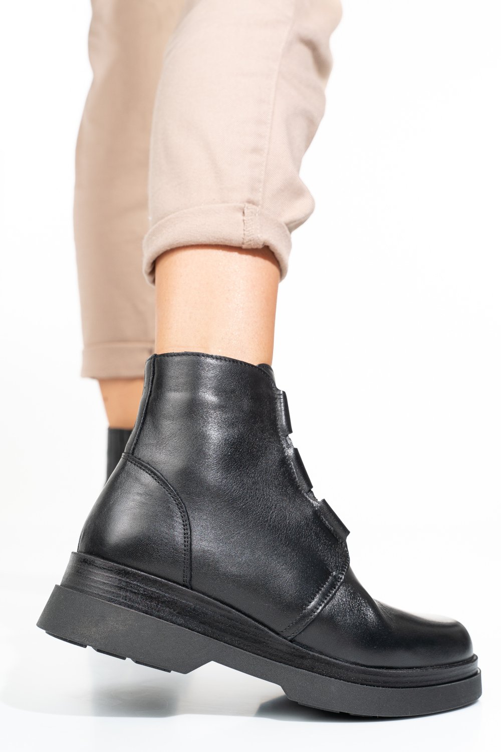 GHETE NEGRE PIELE NATURALA 242816NP