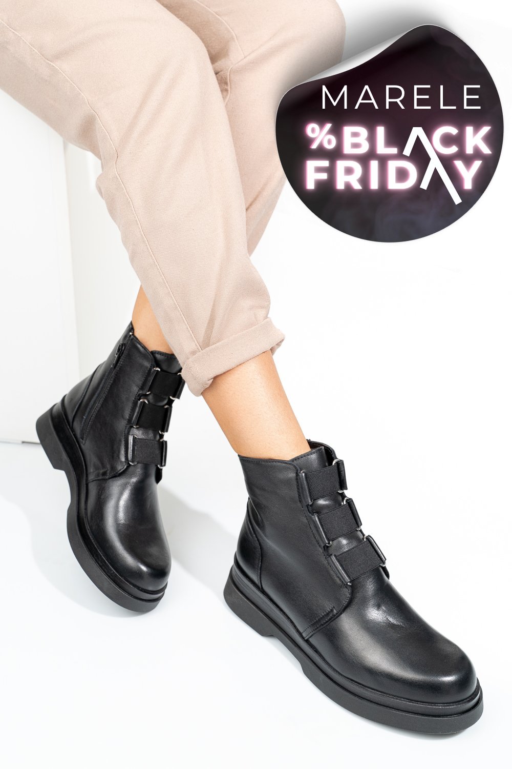 GHETE NEGRE PIELE NATURALA 242816NP