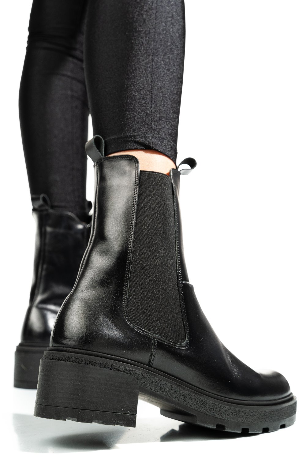 GHETE NEGRE PIELE NATURALA 2S7724