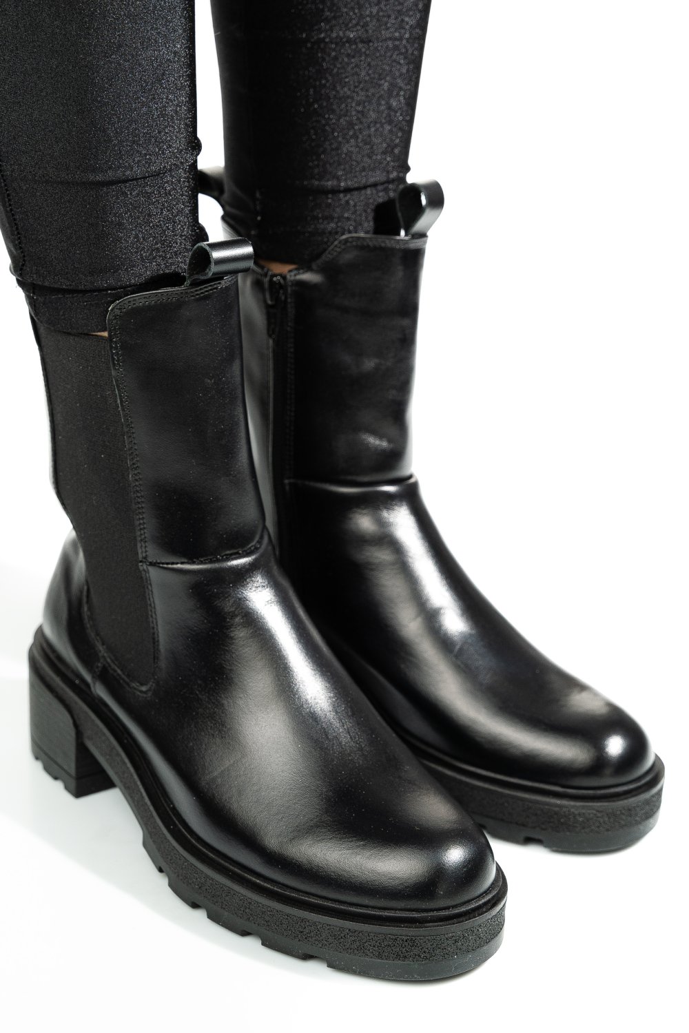 GHETE NEGRE PIELE NATURALA 2S7724