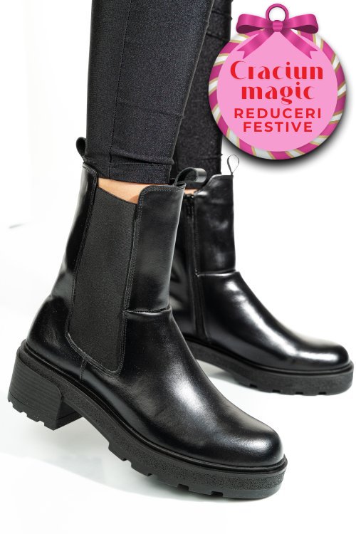 Ghete negre piele naturala 2s7724