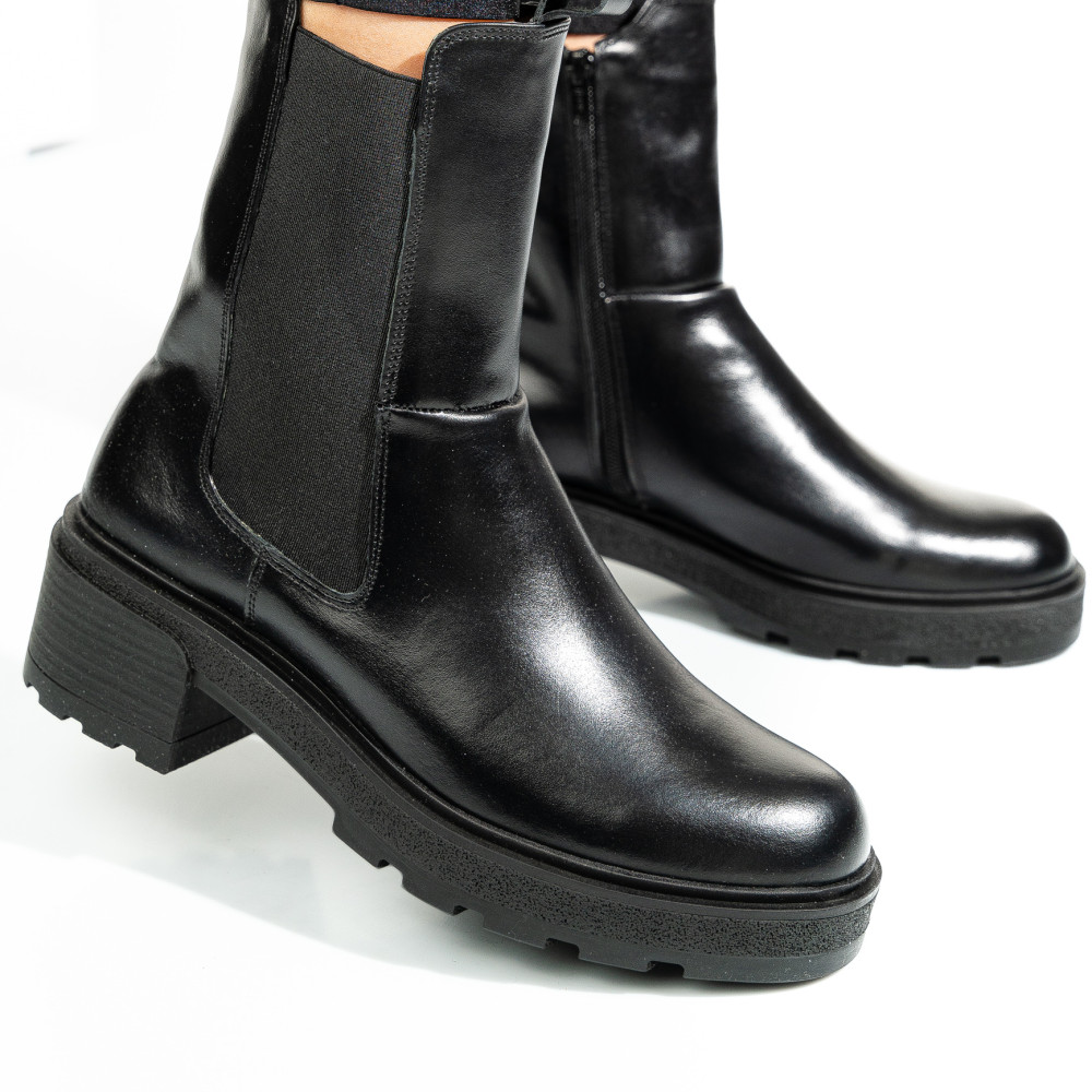 GHETE NEGRE PIELE NATURALA 2S7724