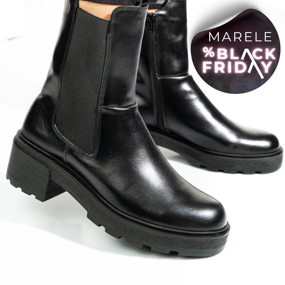 GHETE NEGRE PIELE NATURALA 2S7724