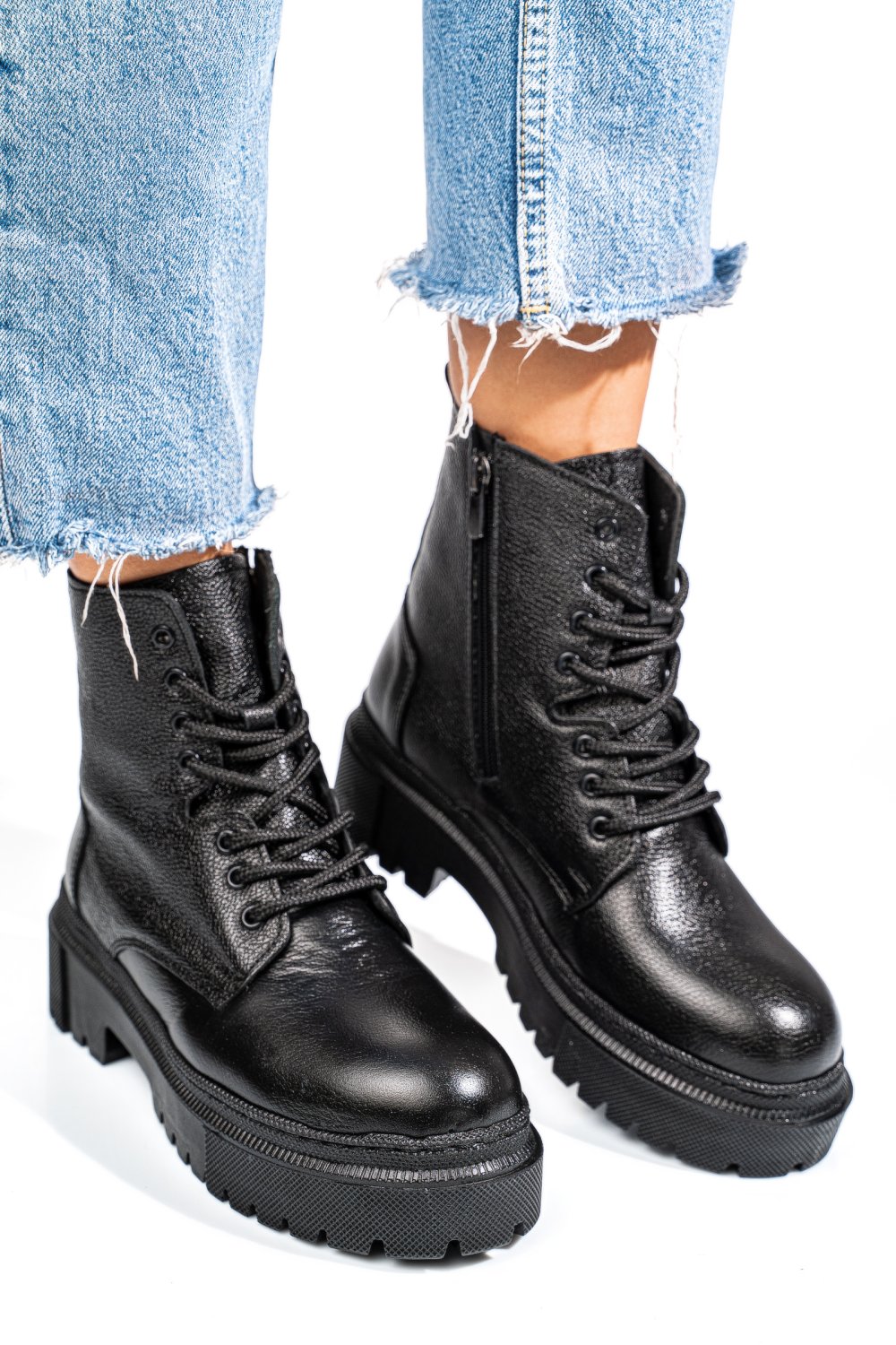 GHETE NEGRE PIELE NATURALA NPCFB006