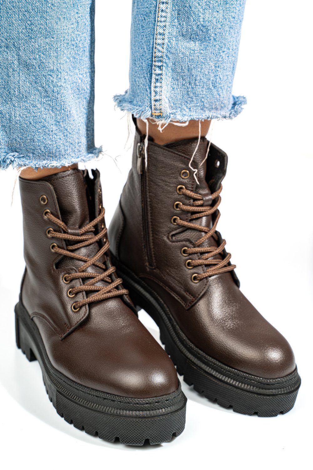 GHETE MARO INCHIS PIELE NATURALA NPCFB004