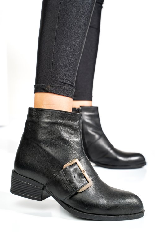 Ghete negre piele naturala zpc07