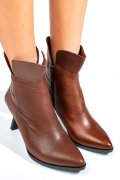 BOTINE MARO INCHIS PIELE NATURALA IPCBY003