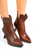 BOTINE MARO INCHIS PIELE NATURALA IPCBY003