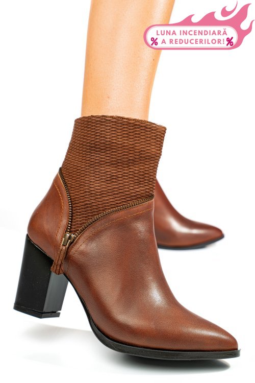 Botine maro inchis piele naturala ipcby002