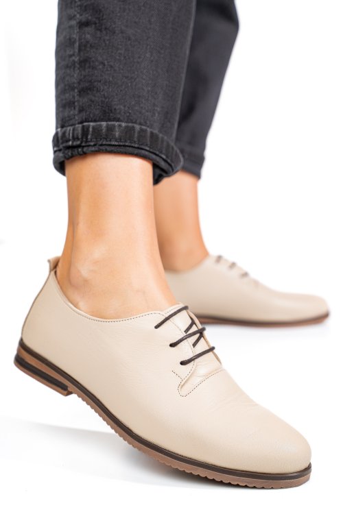Pantofi bej piele naturala apck102