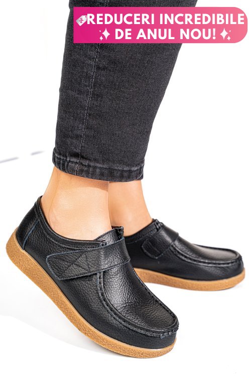 Mocasini negri piele naturala pspl305