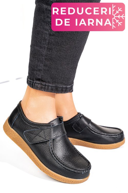 Mocasini negri piele naturala pspl305