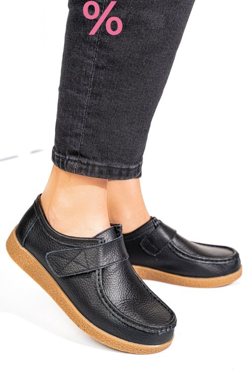 Mocasini negri piele naturala pspl305