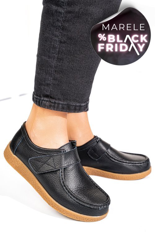 Mocasini negri piele naturala pspl305