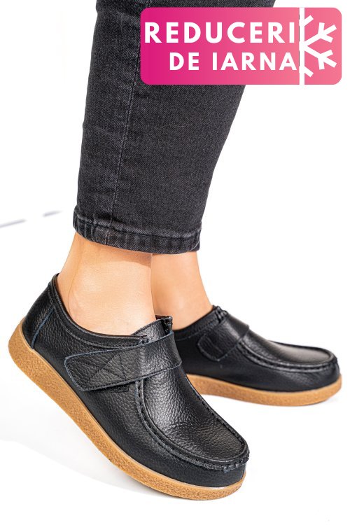 Mocasini negri piele naturala pspl305