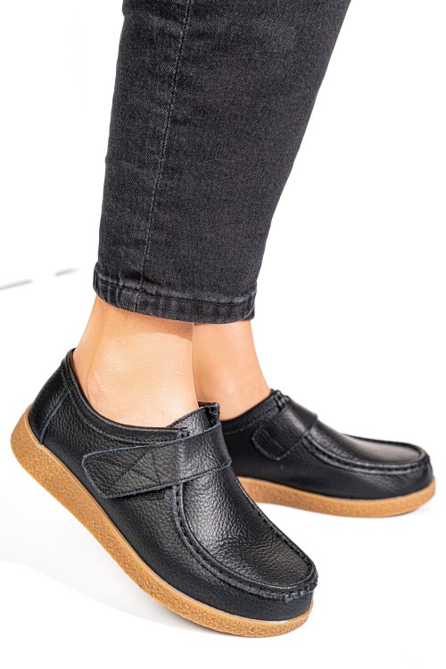 Mocasini negri piele naturala pspl305