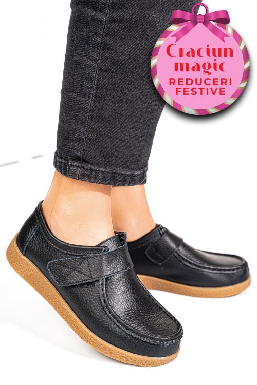 Mocasini negri piele naturala pspl305