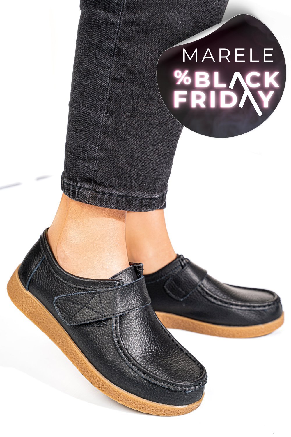 MOCASINI NEGRI PIELE NATURALA PSPL305