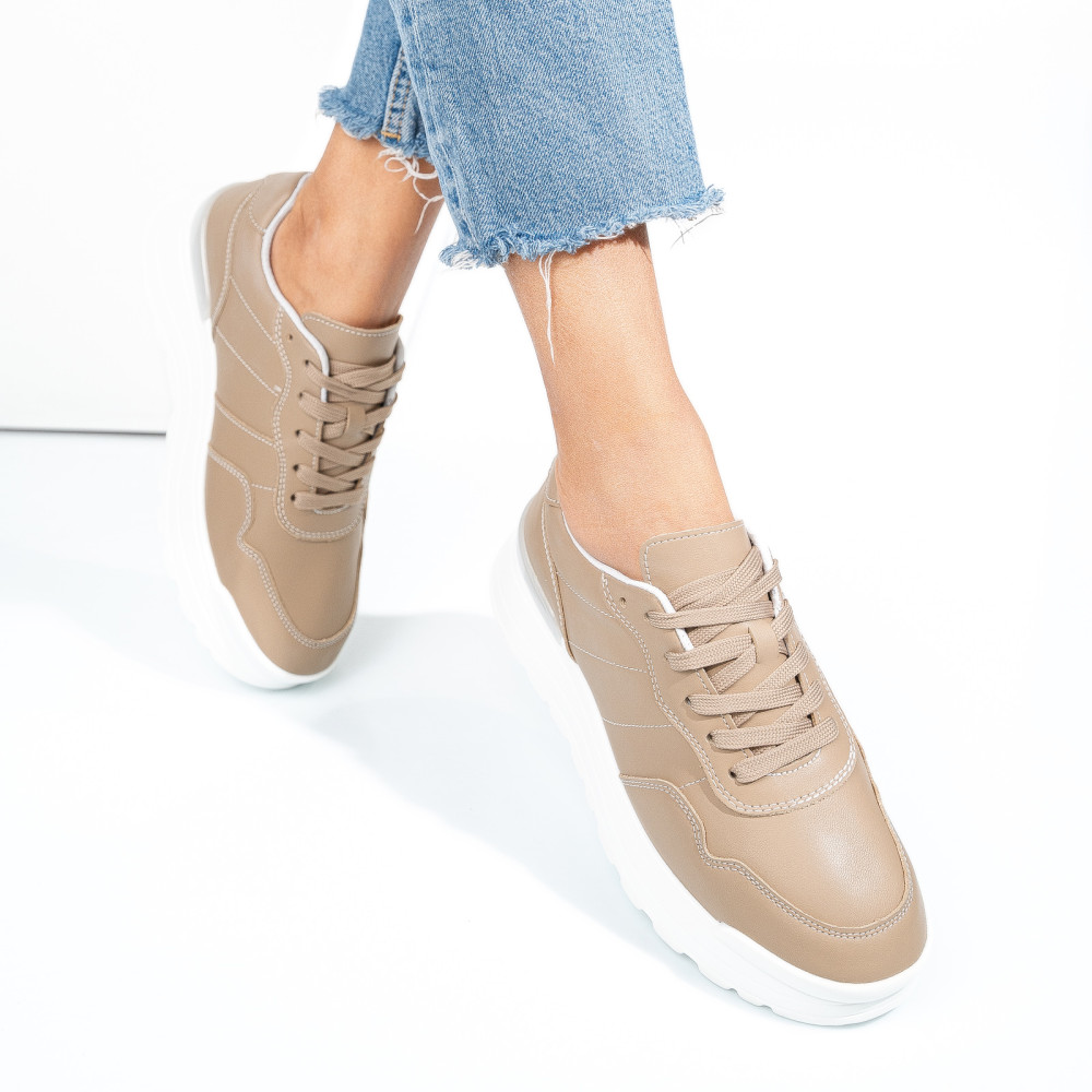 PANTOFI SPORT KHAKI PIELE NATURALA FSP001763