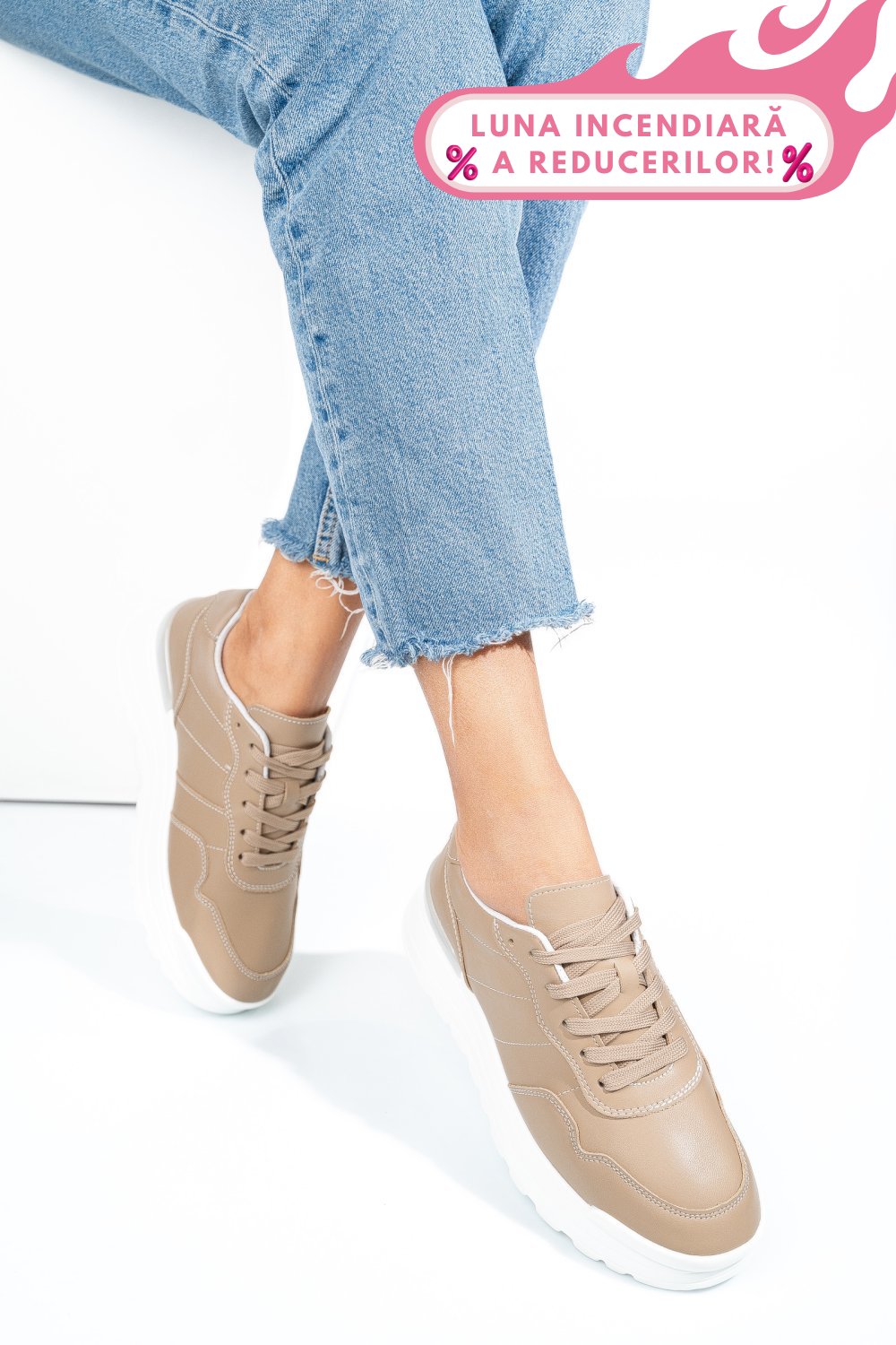 PANTOFI SPORT KHAKI PIELE NATURALA FSP001763
