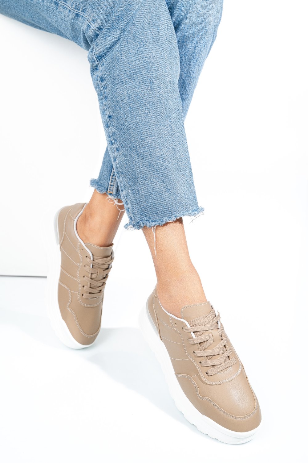 PANTOFI SPORT KHAKI PIELE NATURALA FSP001763