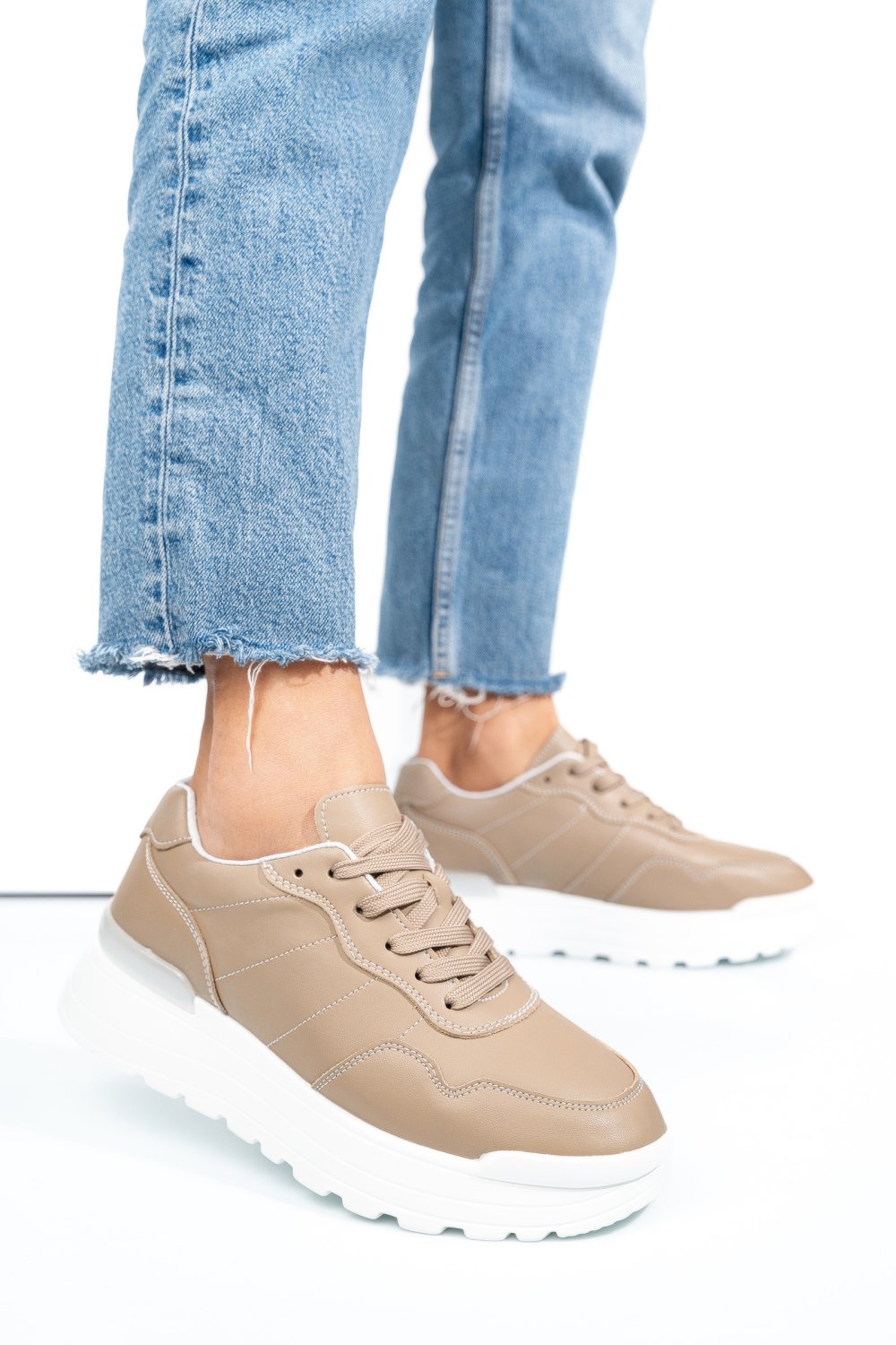 PANTOFI SPORT KHAKI PIELE NATURALA FSP001763