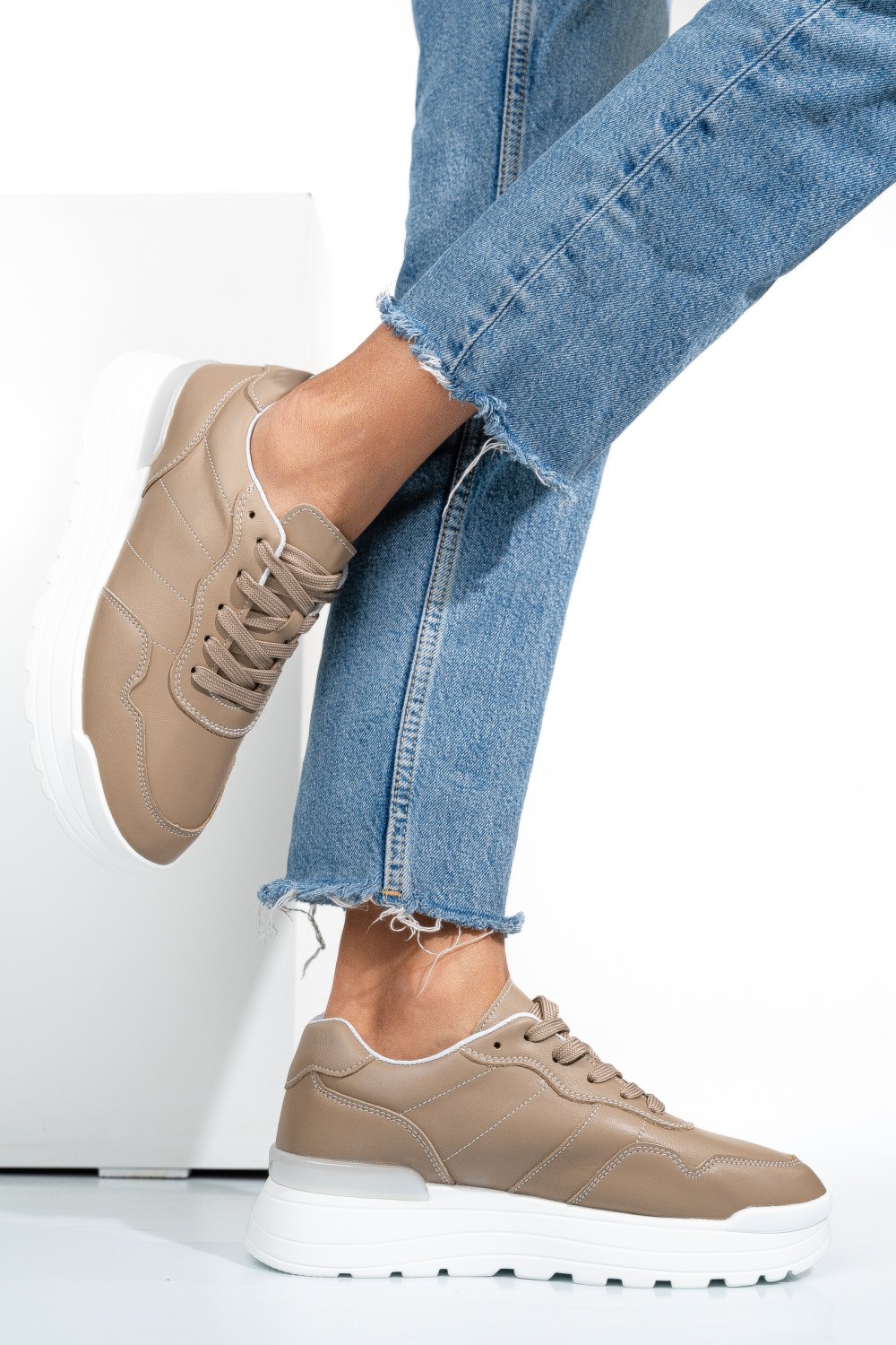 PANTOFI SPORT KHAKI PIELE NATURALA FSP001763