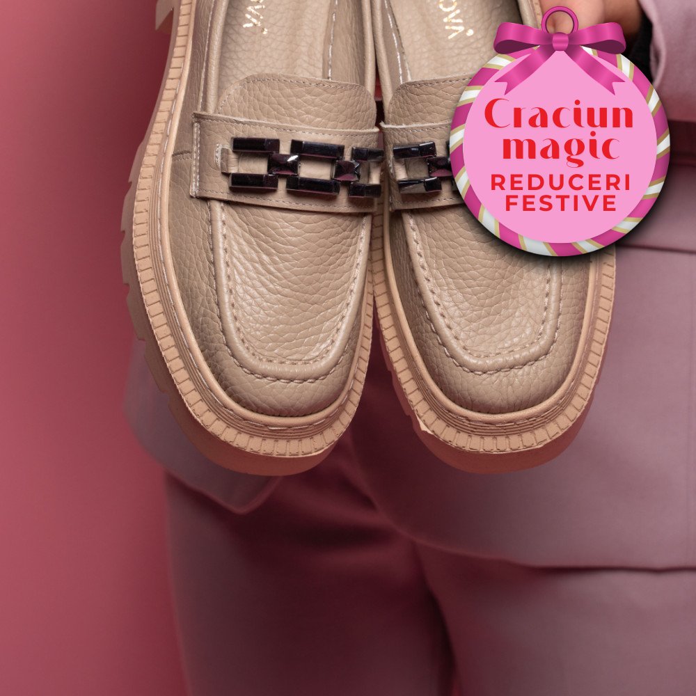MOCASINI BEJ PIELE NATURALA IPCBM003