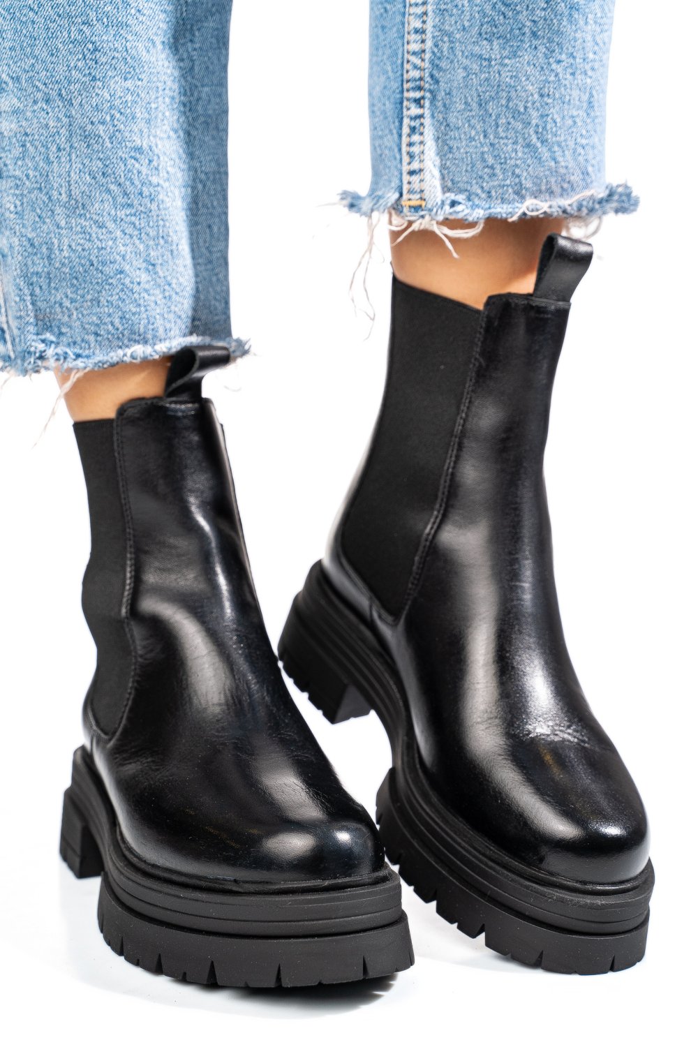 GHETE NEGRE PIELE NATURALA 2S77255