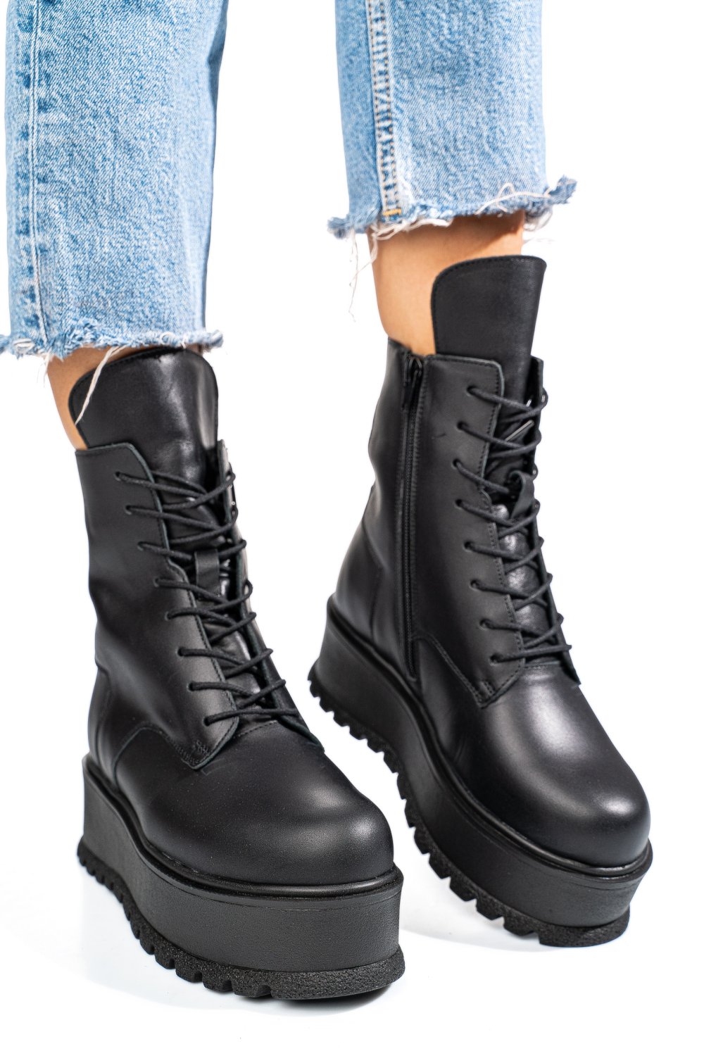 GHETE NEGRE PIELE NATURALA 2S77288