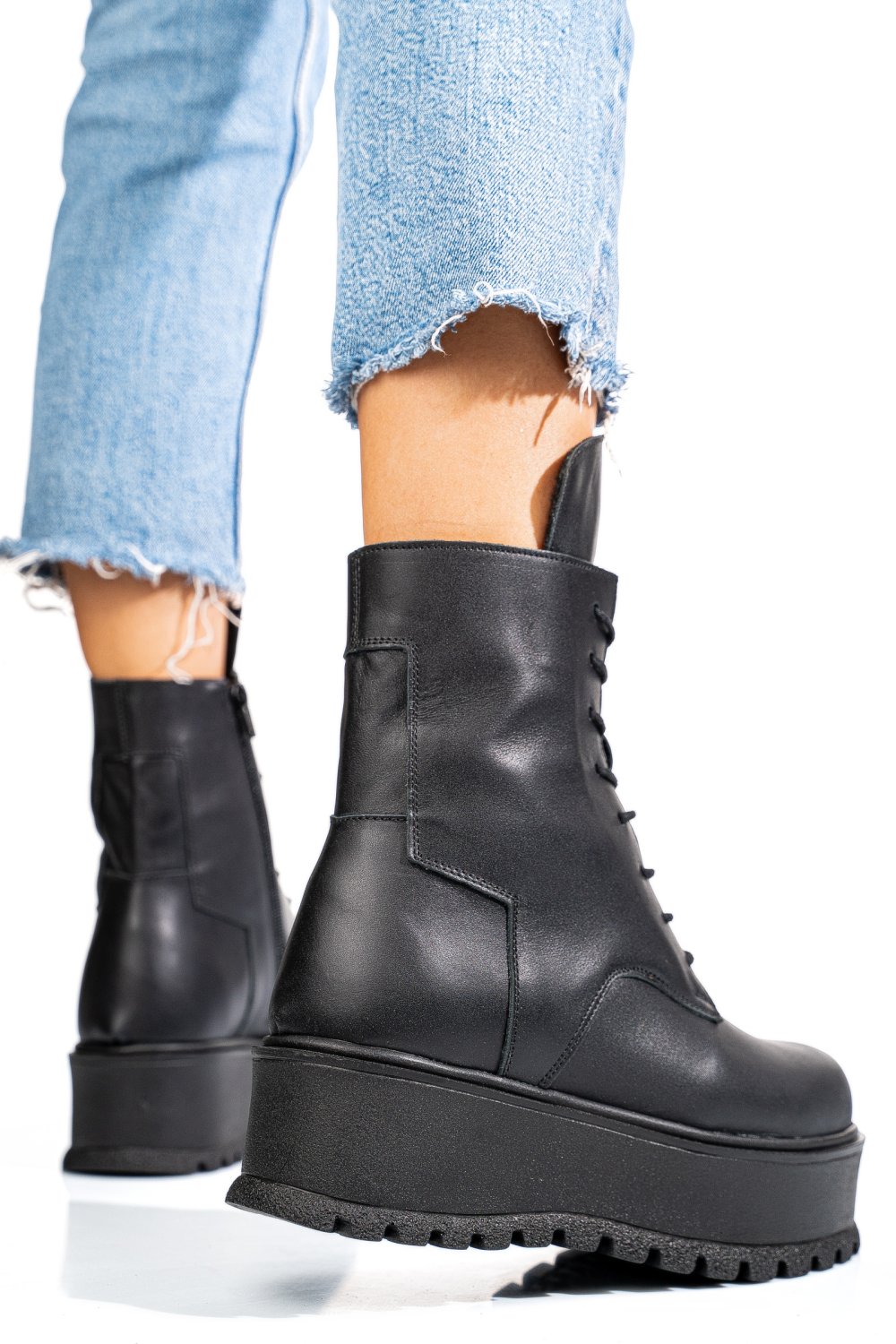 GHETE NEGRE PIELE NATURALA 2S77288