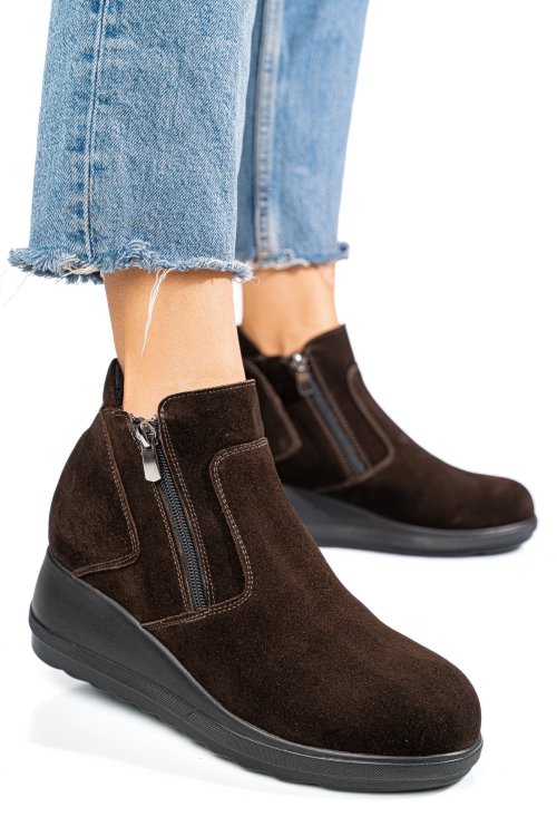 Ghete maro inchis piele naturala intoarsa 2s77339mel