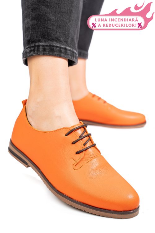 Pantofi portocalii piele naturala apck102