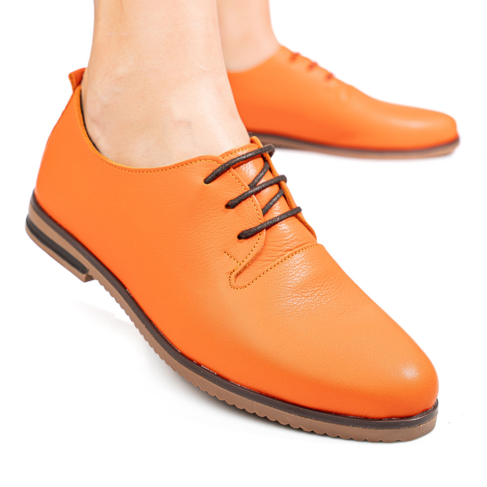 PANTOFI PORTOCALII PIELE NATURALA APCK102