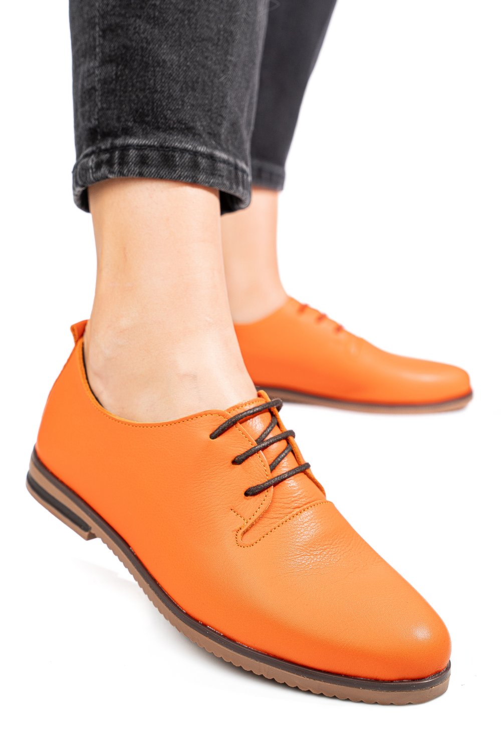 PANTOFI PORTOCALII PIELE NATURALA APCK102