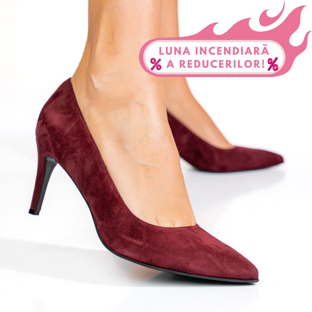 PANTOFI DAMA GUBAN PIELE NATURALA INTOARSA BORDO 1S77218