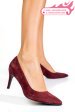 Pantofi dama guban piele naturala intoarsa bordo 1s77218