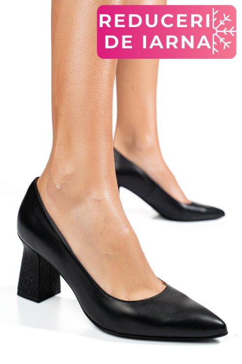 Pantofi negri piele naturala 1s77362