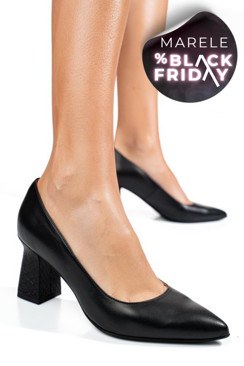 Pantofi negri piele naturala 1s77362