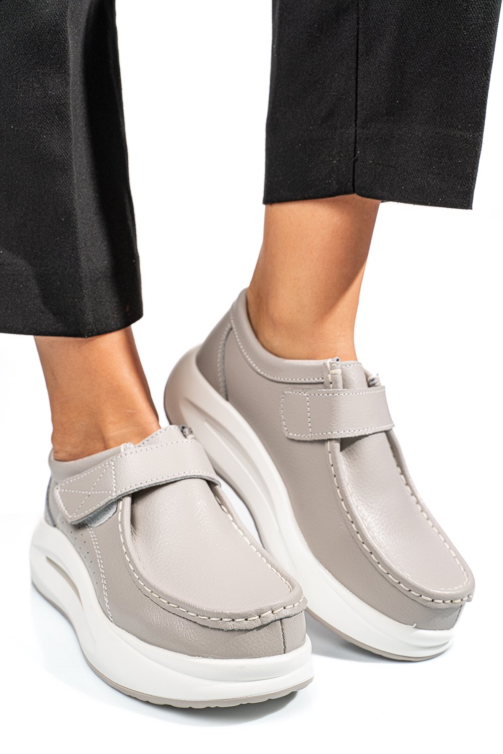 MOCASINI GREY PIELE NATURALA TSP3090