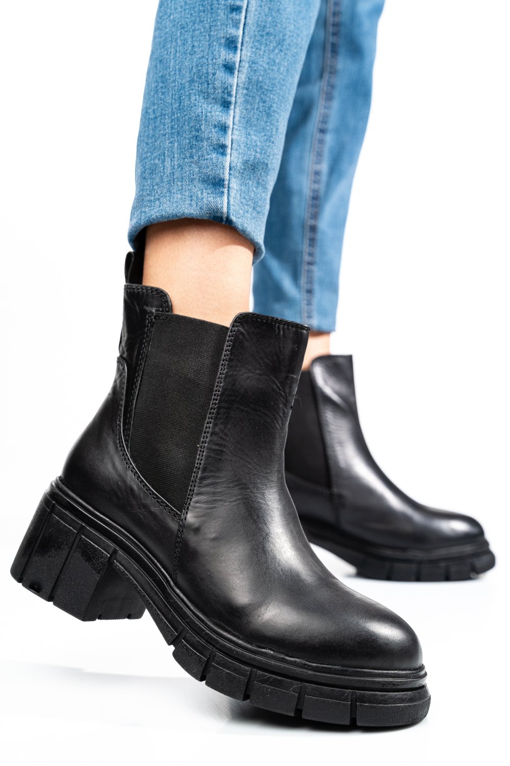 GHETE NEGRE PIELE NATURALA 1SP0602
