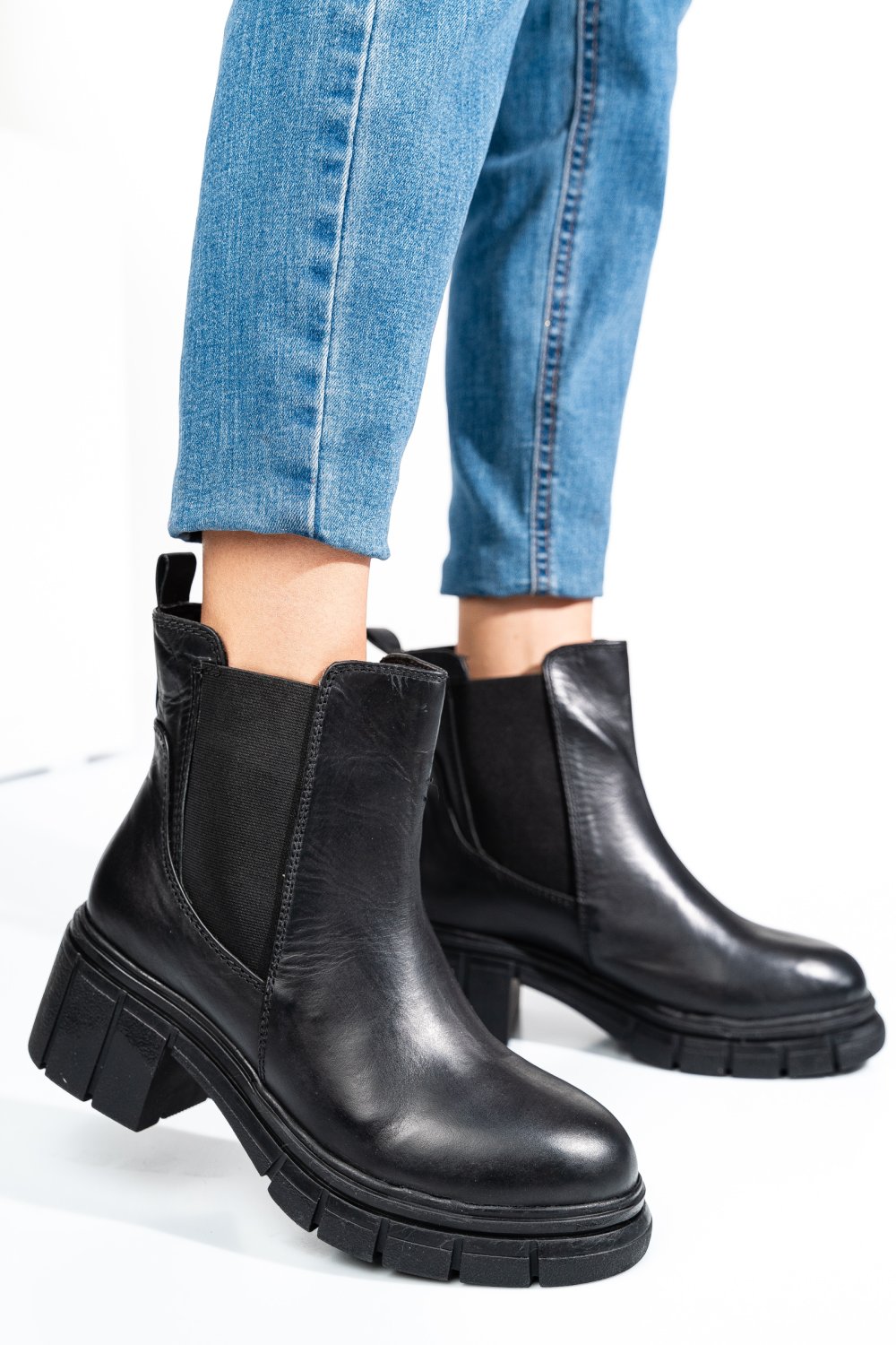 GHETE NEGRE PIELE NATURALA 1SP0602