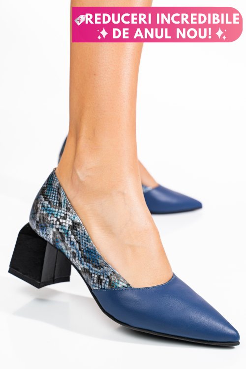 Pantofi bleu piele naturala 5s77460