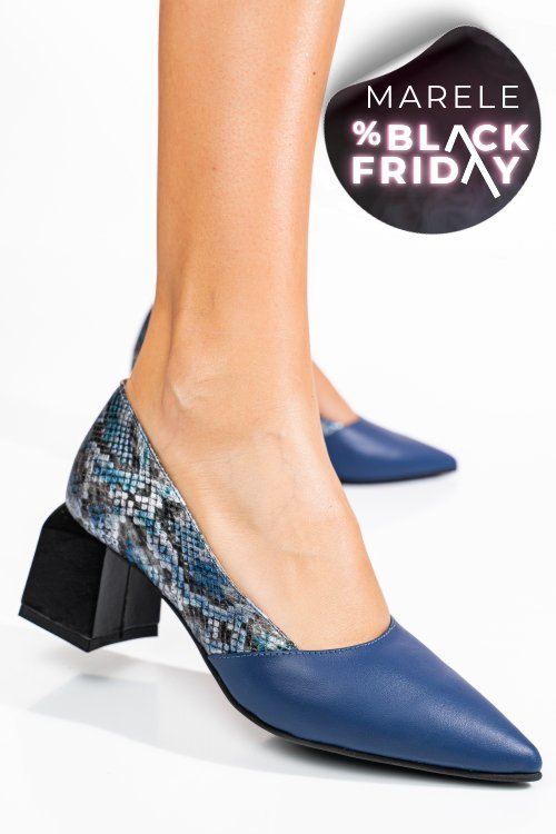 Pantofi bleu piele naturala 5s77460