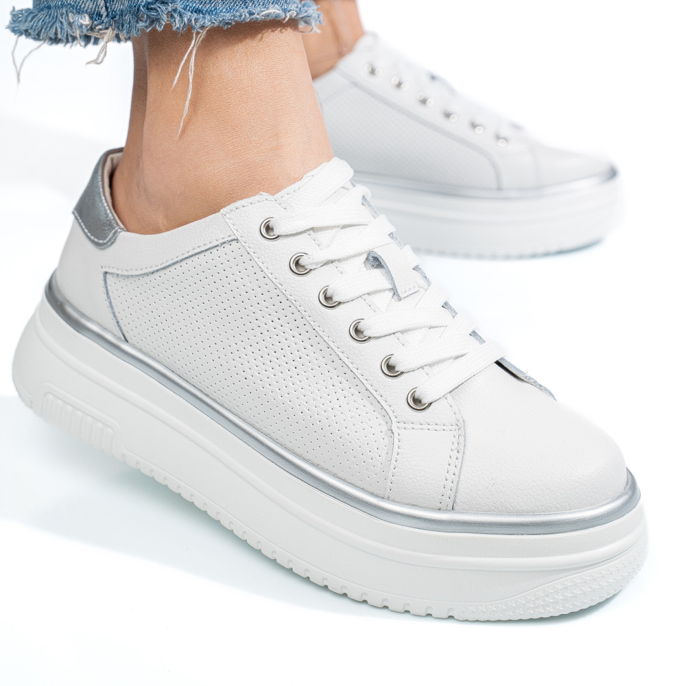 PANTOFI SPORT WHITE PIELE NATURALA TSP5912