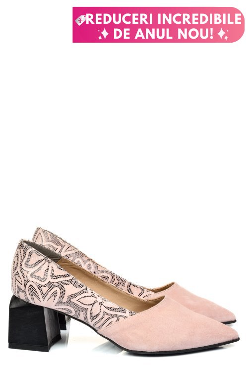 Pantofi nude piele naturala intoarsa 5s77460