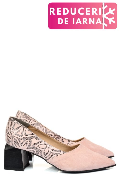 Pantofi nude piele naturala intoarsa 5s77460