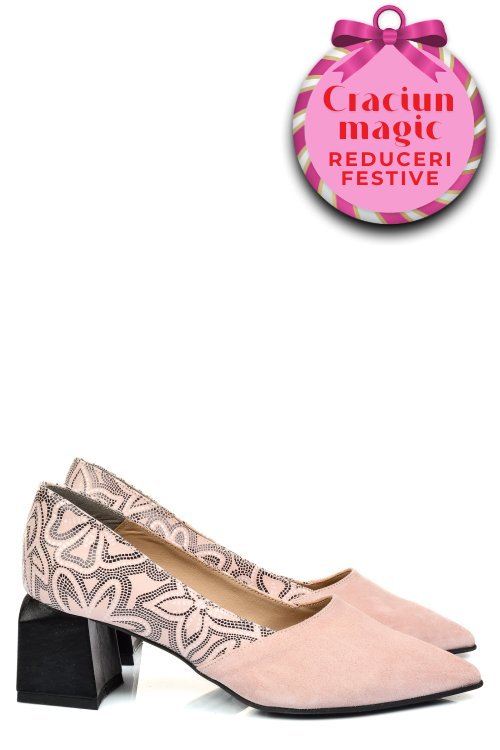 Pantofi nude piele naturala intoarsa 5s77460
