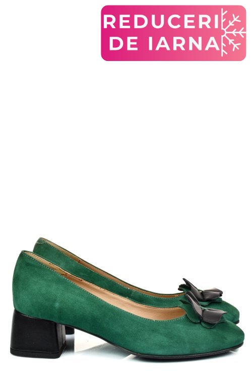 Pantofi verzi piele naturala intoarsa 5s77555