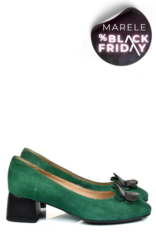 Pantofi verzi piele naturala intoarsa 5s77555